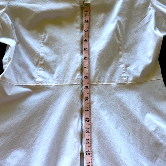 Zoey White Full Zip Long Tunic Top Shirt Dress Cotton Stretch Size Medium - Picture 9 of 12